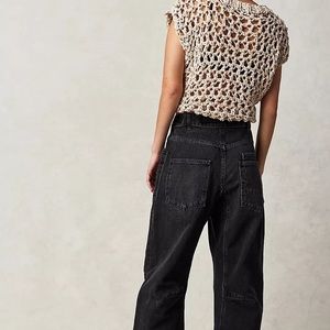 Free People Pull On Moxie Barrel Jeans Black 27 (runs large!)